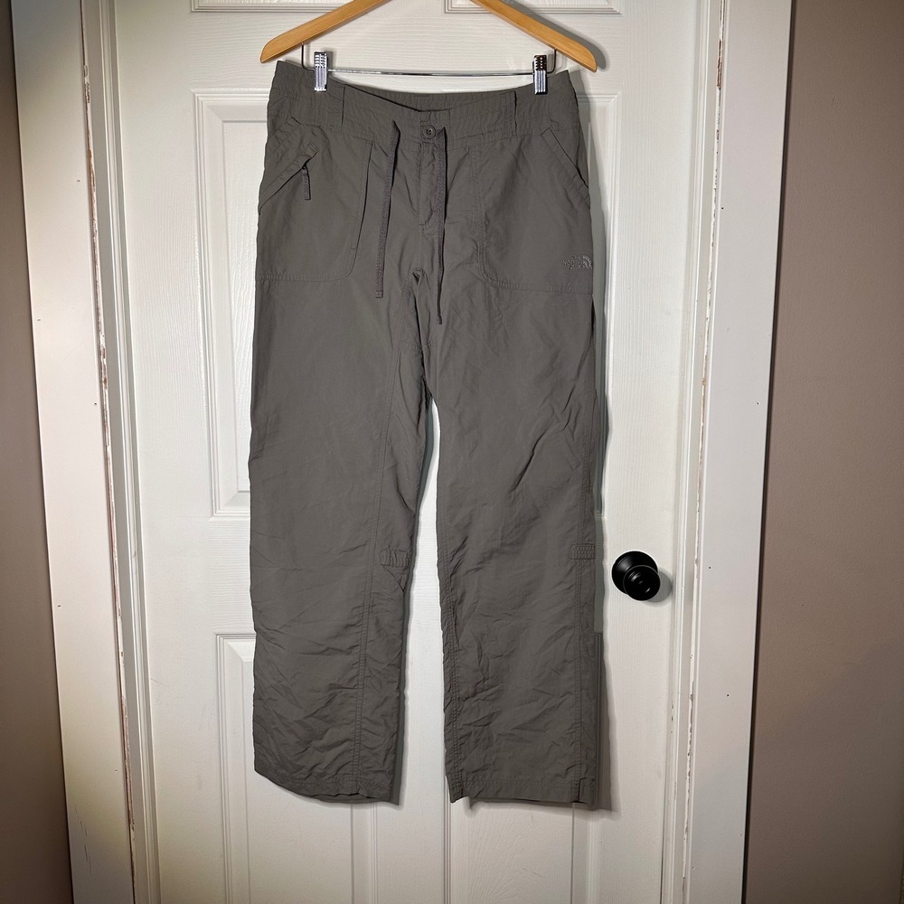 The North Face Womens Gray Nylon Hiking Pants 10 Regular Straight Leg Drawstring